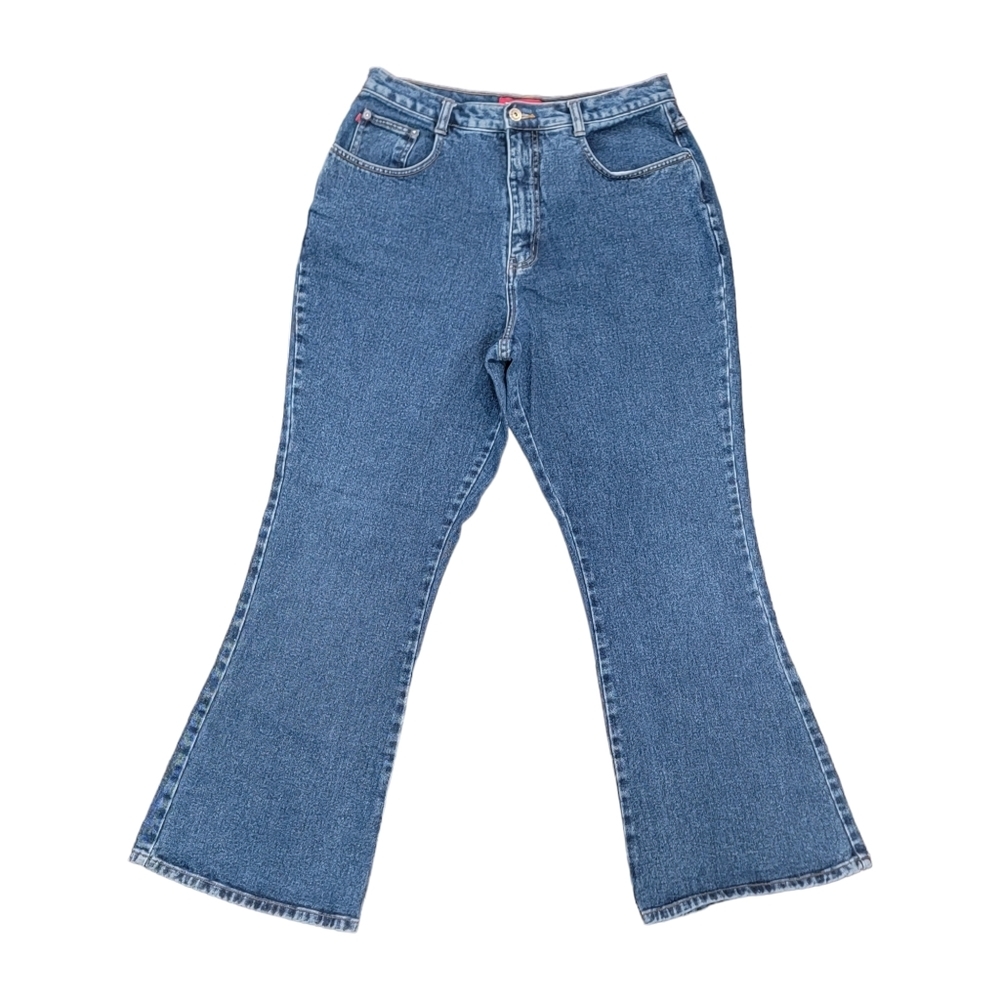 Zana Di Flare Blue Denim Jeans 100% Cotton Curvy Fit Size Women's 16